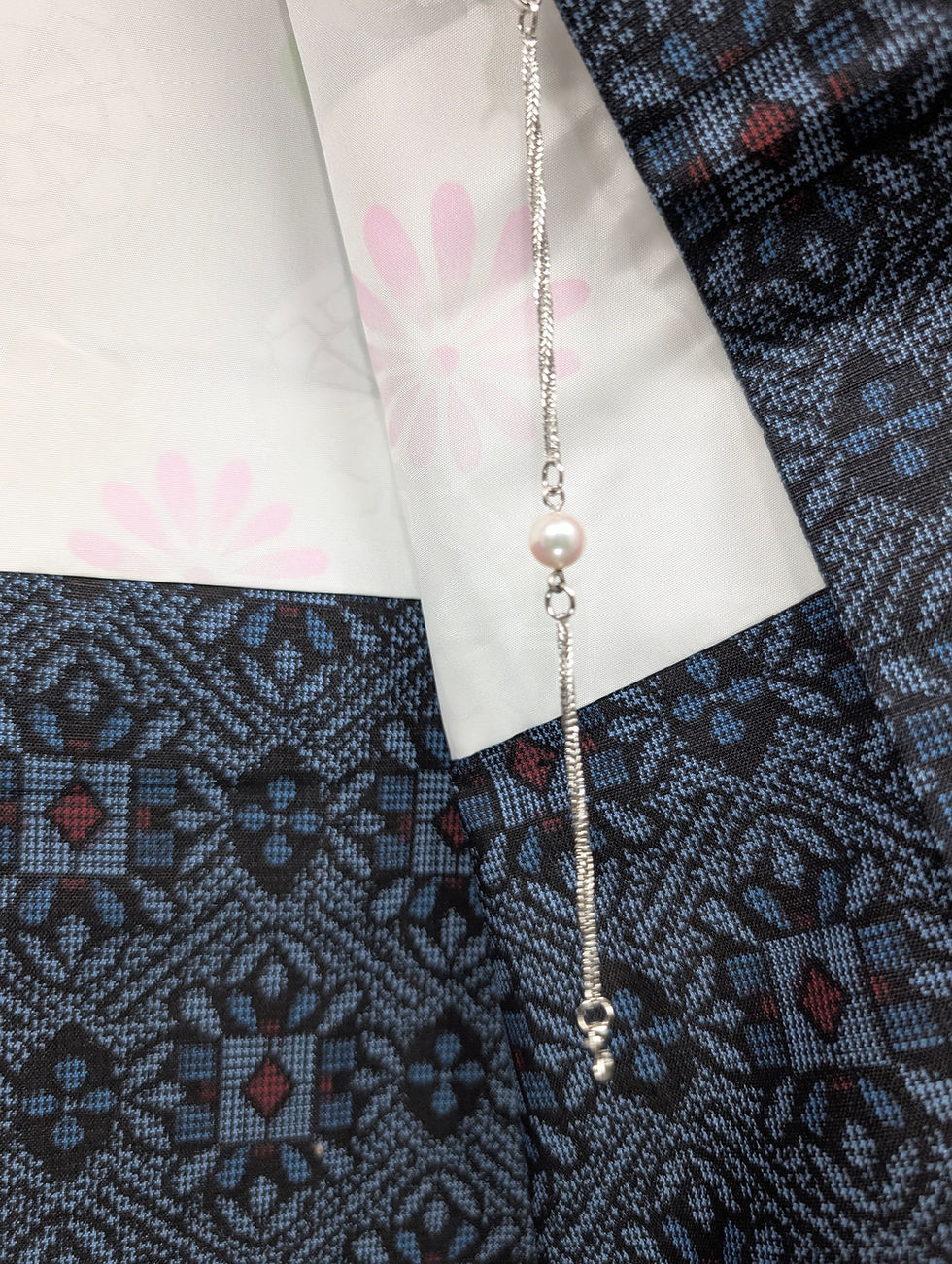 Miniature : Haori vintage bleu indigo - Motifs géométriques