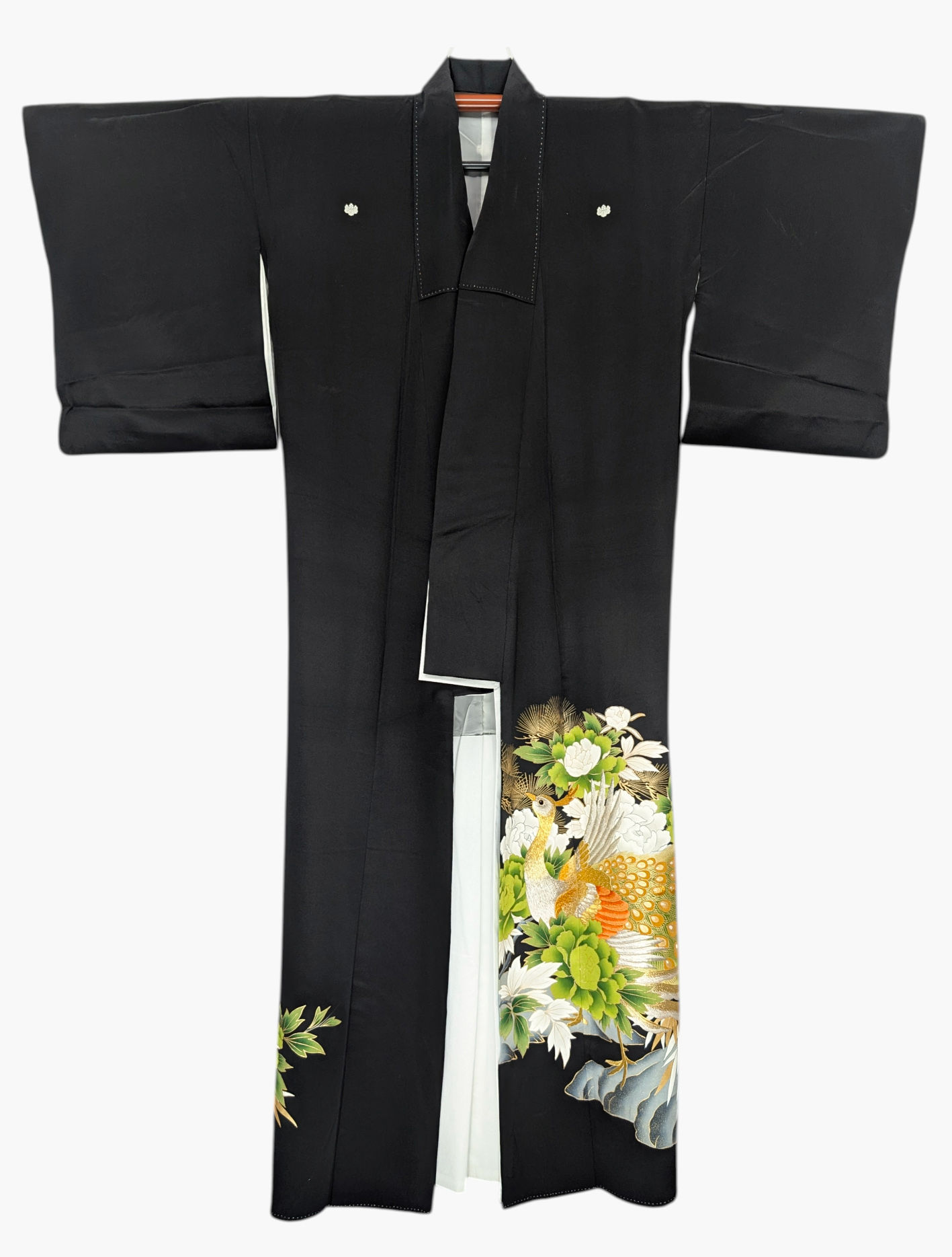 Tomesode Vintage "Jardin Impérial" – Paon Royal & Pivoines Brodées