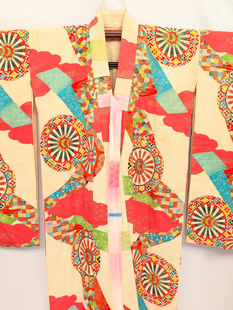 Miniature : Kimono Enfant Vintage Crème - Roues Stylisées & Rubans