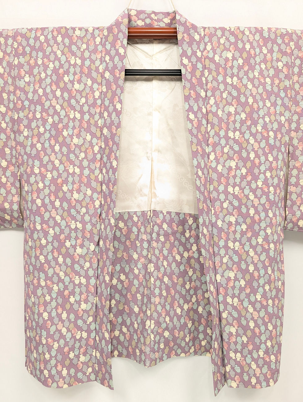 Miniature : Veste Haori vintage mauve motif vases