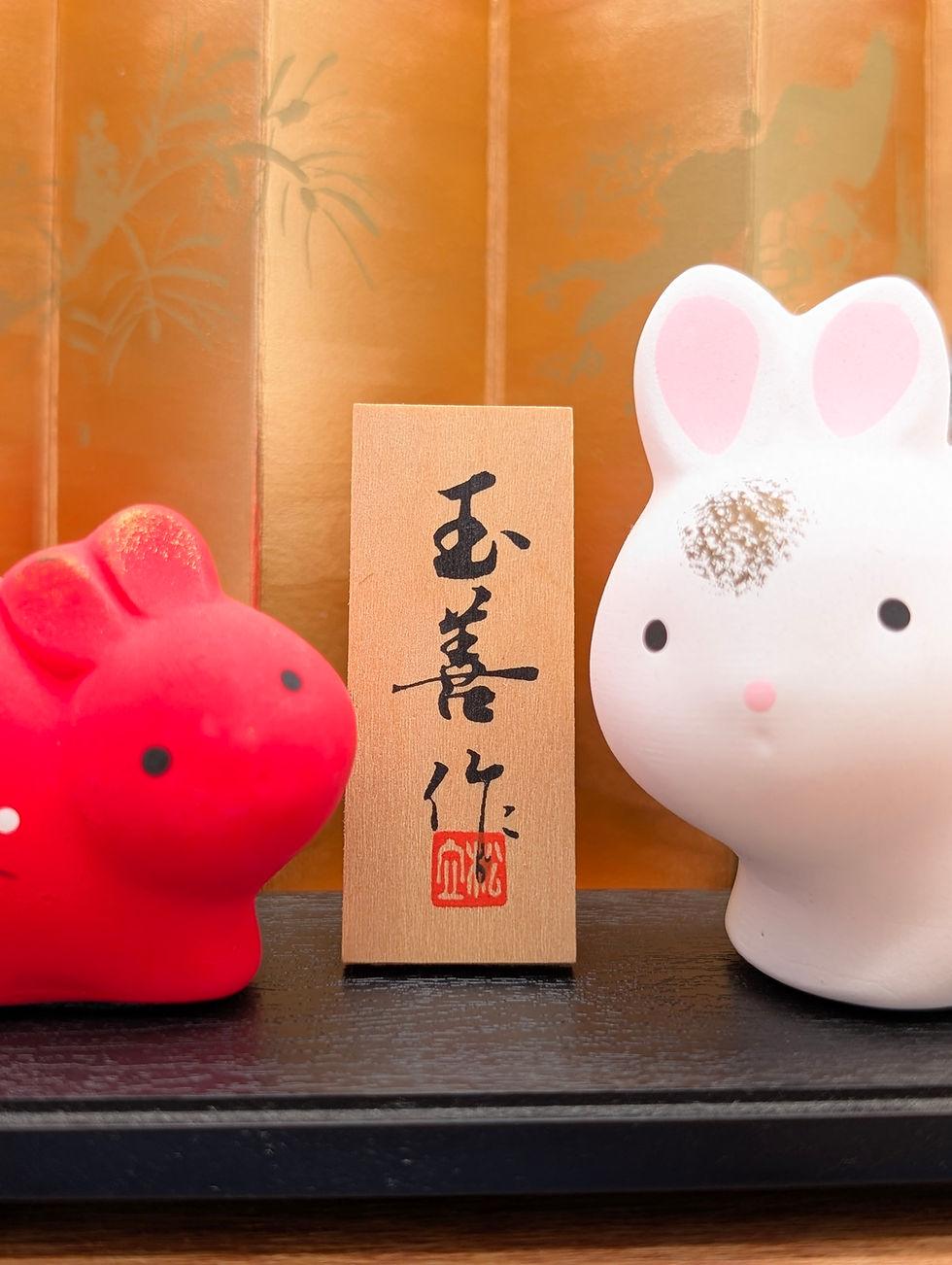 Miniature : Figurine Lapins du Zodiaque Japonais Vintage 14cm - Décoration Porte-bonheur