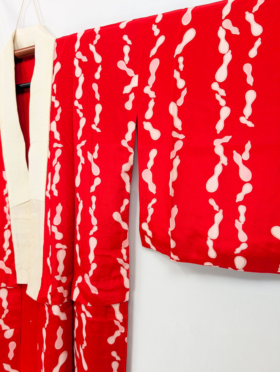 Miniature : Sous-Kimono Juban Japonais Vintage Rouge - Motifs Organiques