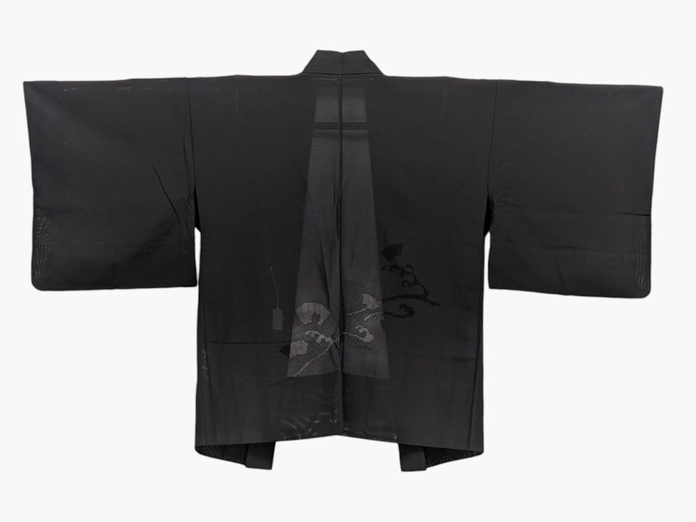 Miniature : Veste Haori Vintage d'Été Noir – Voile Transparent