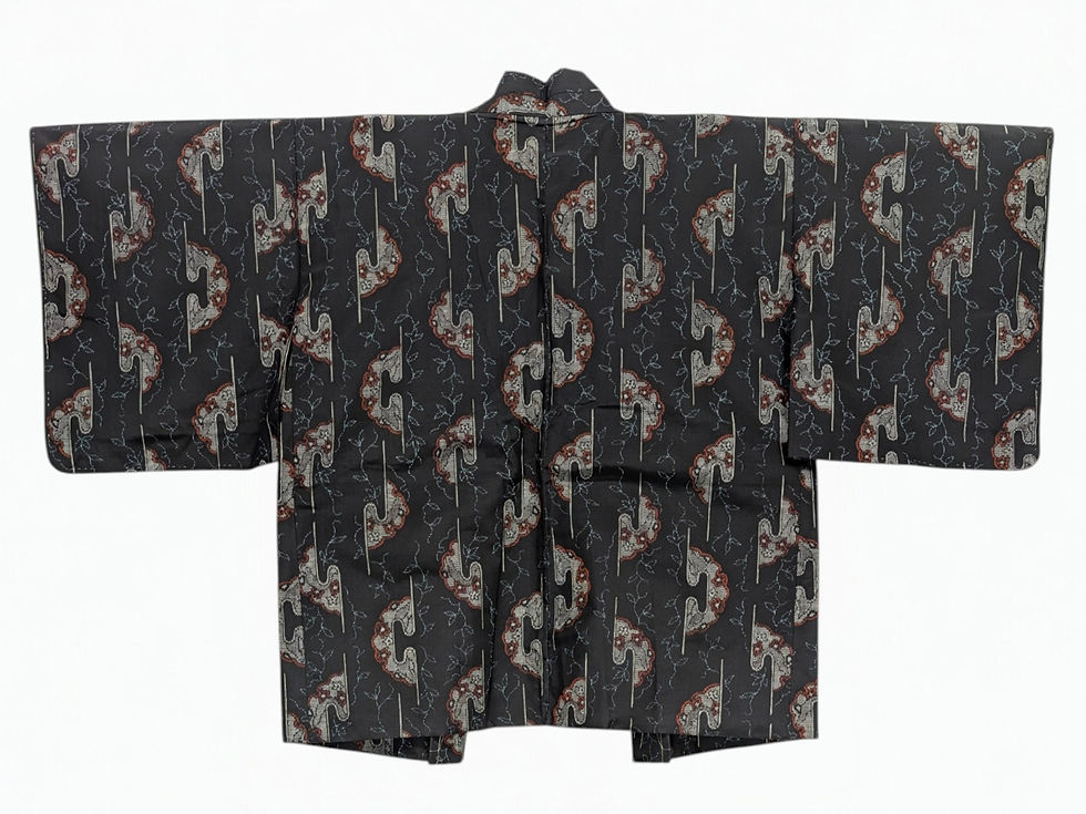 Miniature : Veste Haori vintage noir motif kasuri
