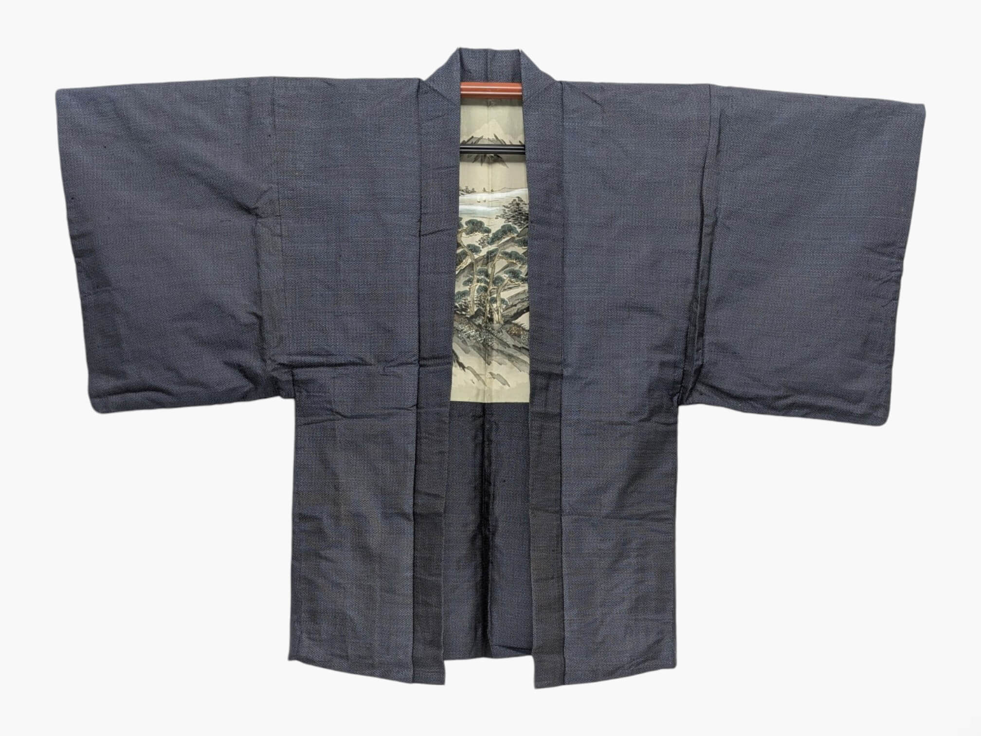 Veste Haori Vintage - Bleu Chiné - Doublure Paysage