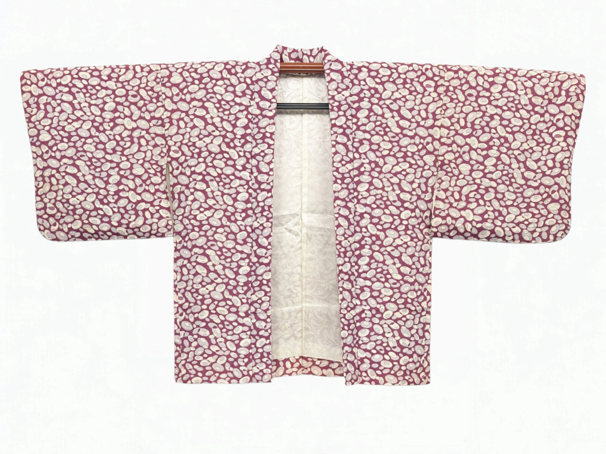 Veste Haori vintage - Framboise - Motifs organiques