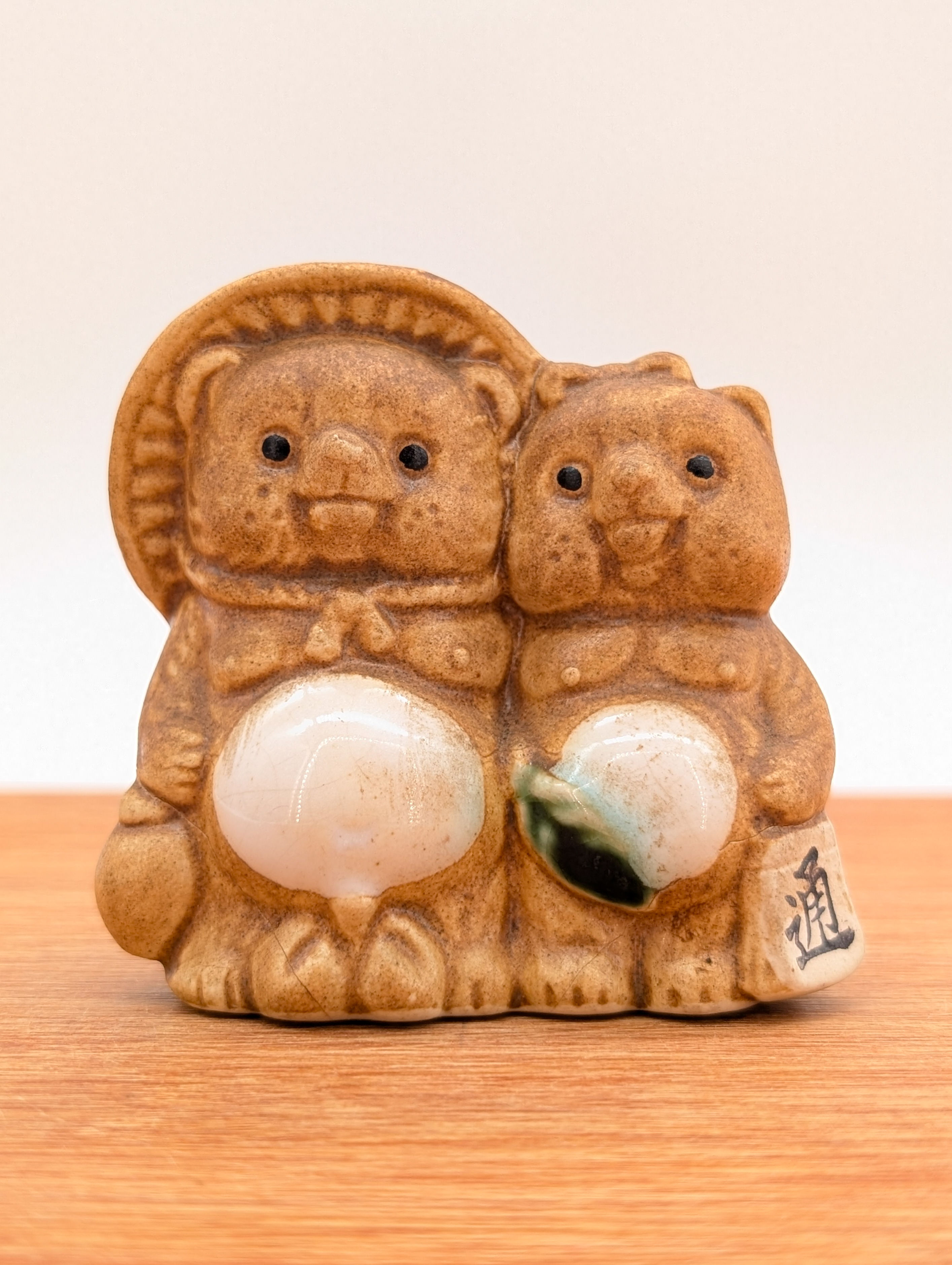Duo Tanuki vintage - Terre cuite - Porte-stylo