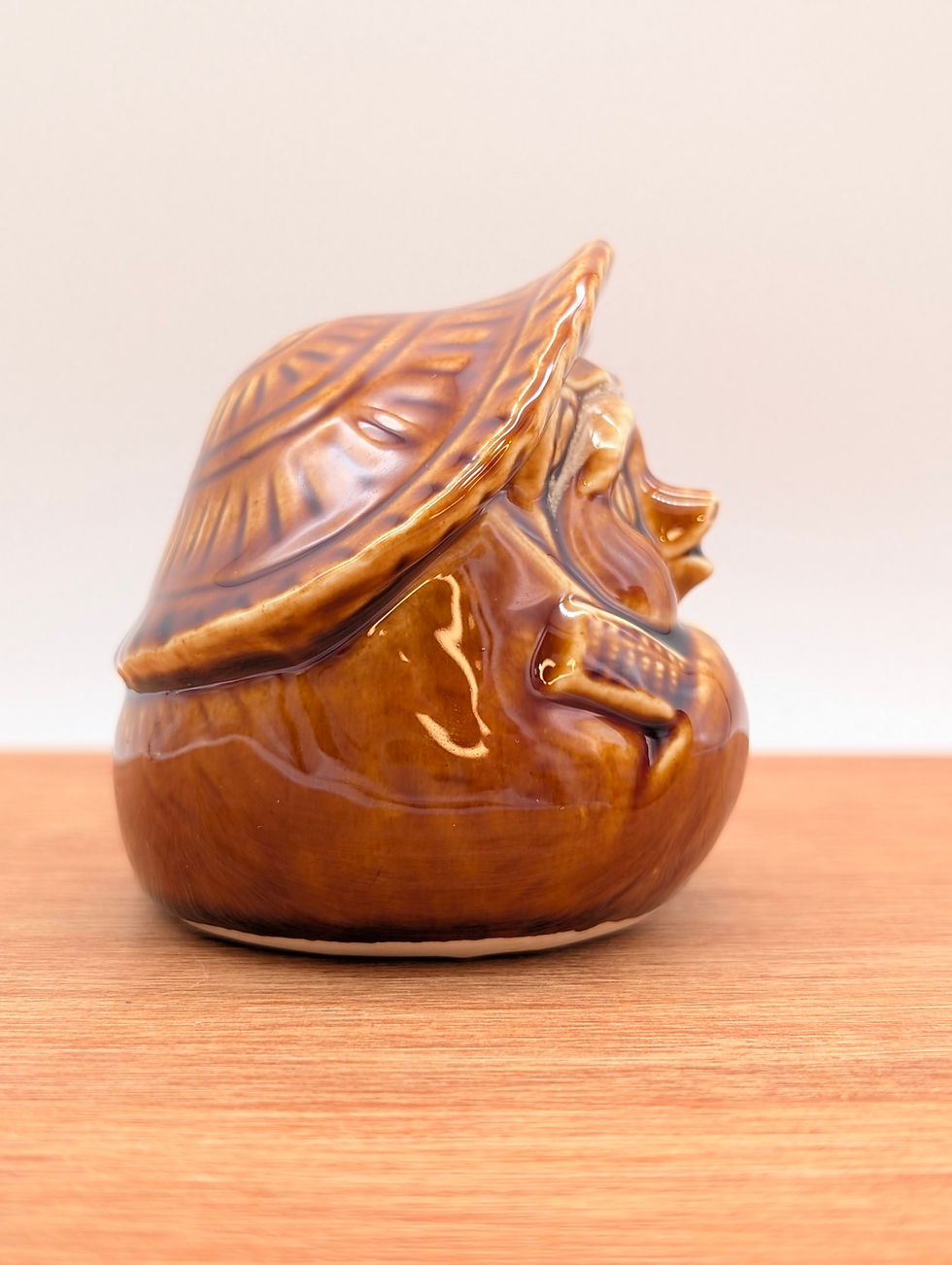 Miniature : Petit Tanuki Vernissé "Caramel" - Porte-Bonheur Vintage (7,5 cm)