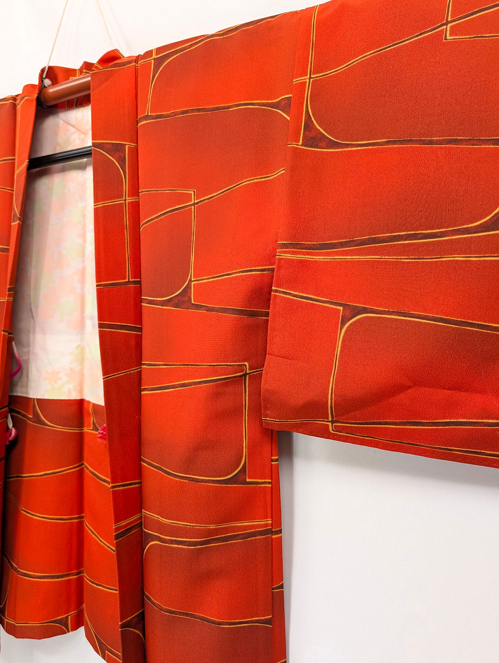 Miniature : Veste Haori Vintage - Motif Graphique Orange Vif