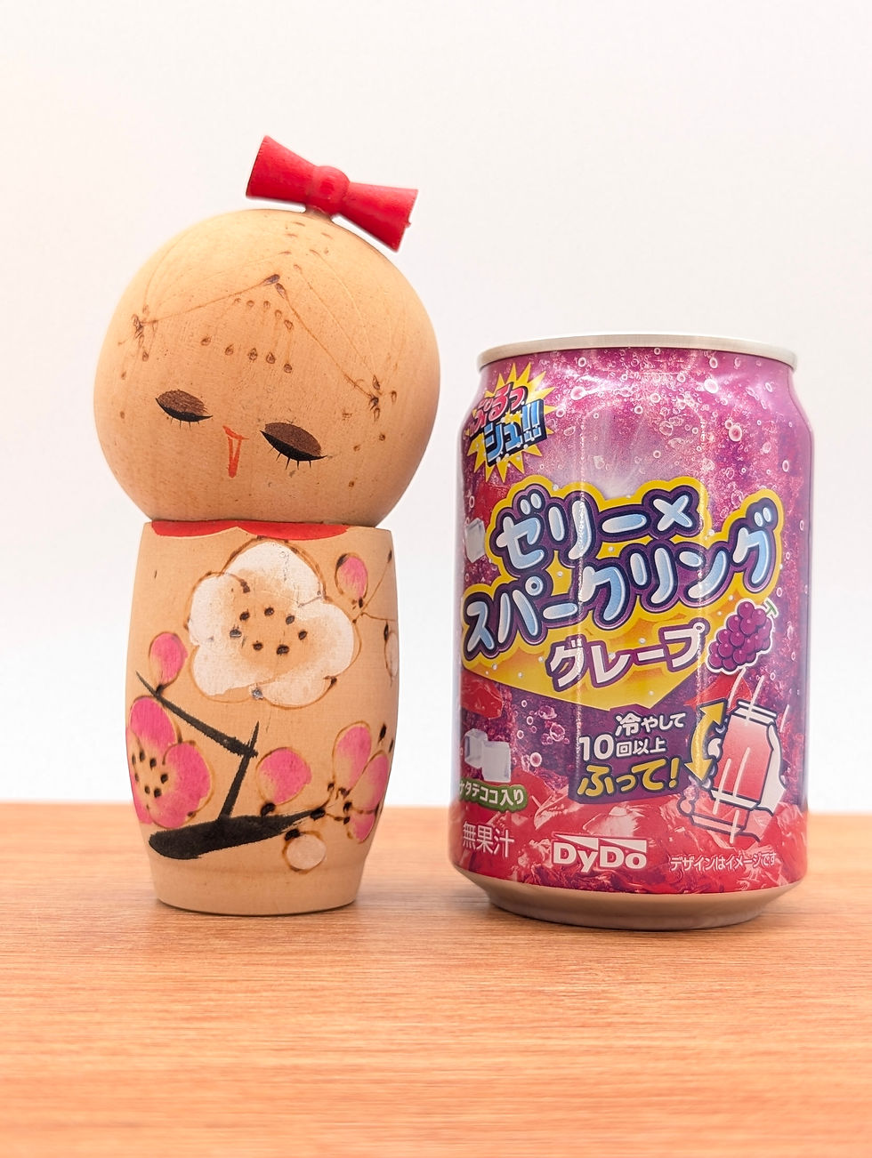 Miniature : Kokeshi kawaii vintage - Fleurs de prunier - 13 cm