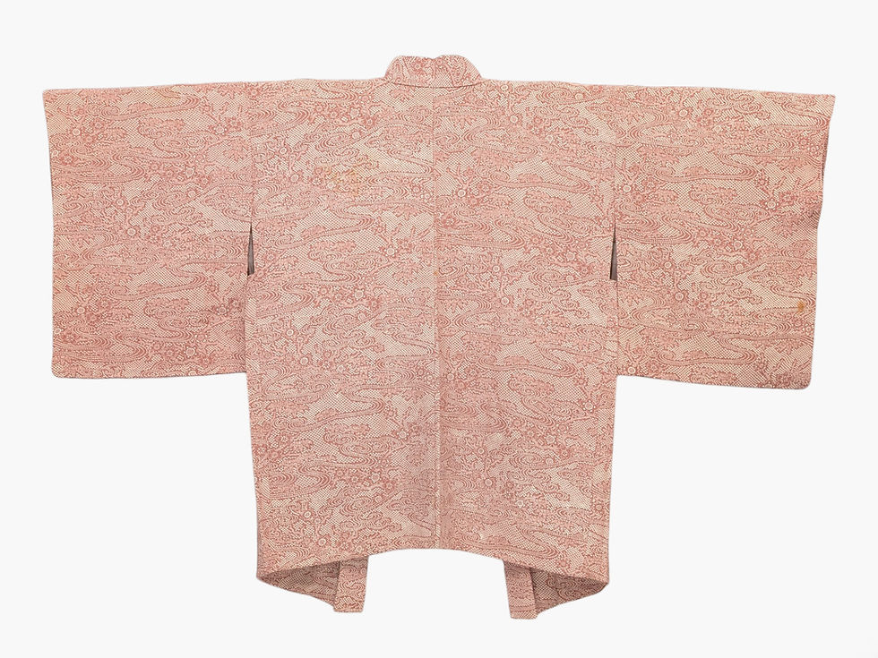 Miniature : Veste Japonaise Haori Rose Poudré - Motif Façon Shibori