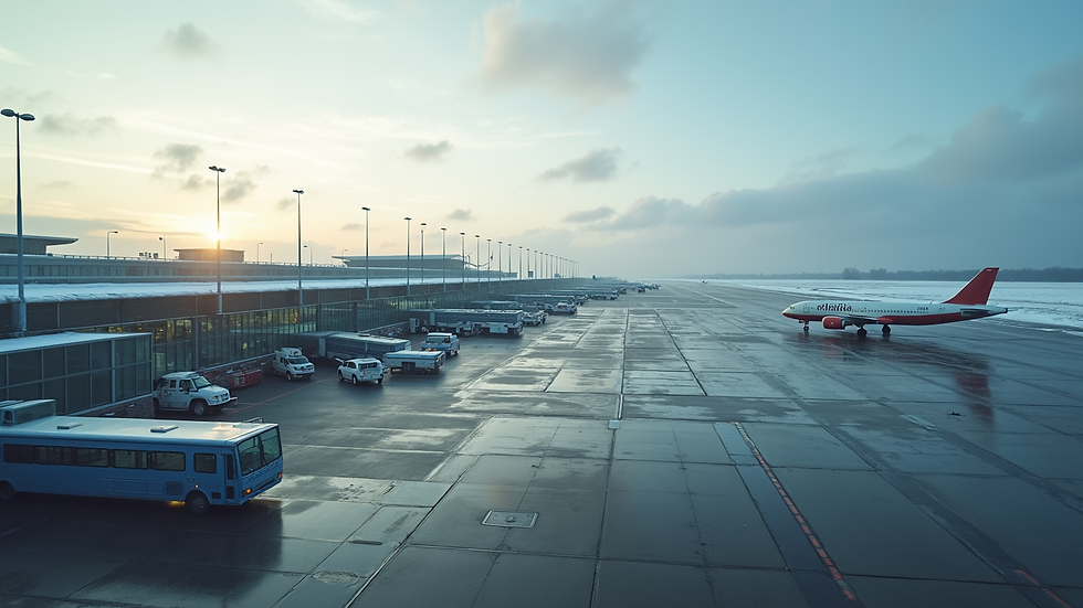 High angle view of Helsinki-Vantaa Airport showing its modern architecture