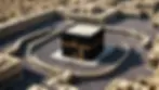 High angle view of the Kaaba draped in black fabric within Masjidil Haram