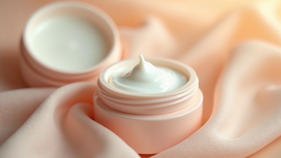 Close-up view of a moisturizer container with a soft texture