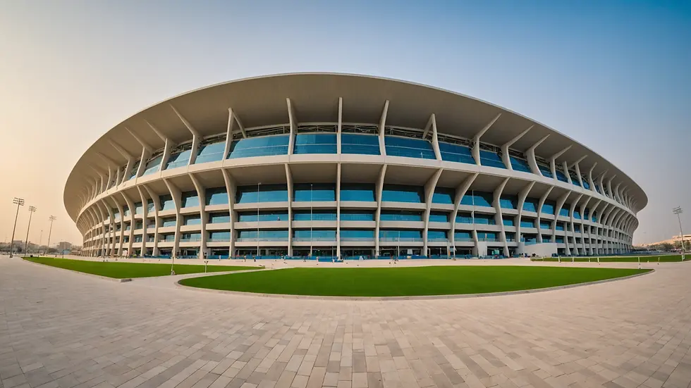 Wide angle view of the exterior of Prince Faisal bin Fahd Sports City Stadium