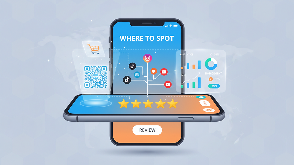 Eye-level view of a smartphone displaying a review app with star ratings