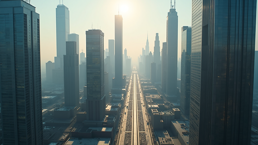 High angle view of a futuristic cityscape