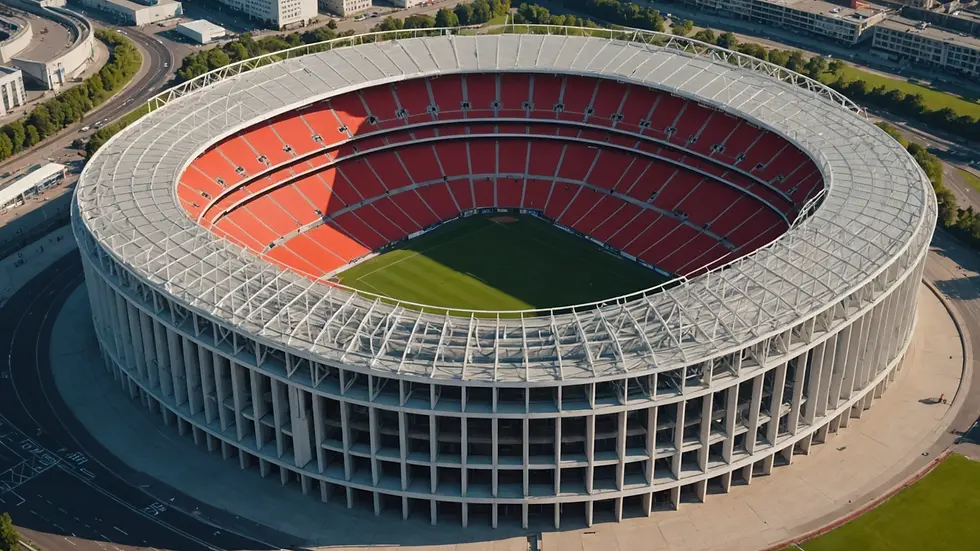 High angle view of the stadium's intricate façade