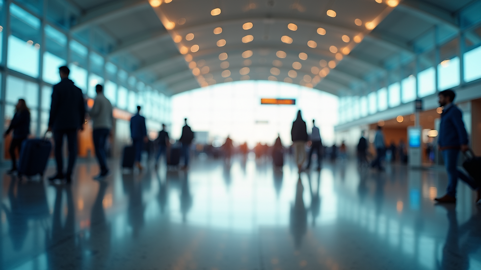 Eye-level view of the vibrant international arrivals hall at Sabiha Gökçen Airport