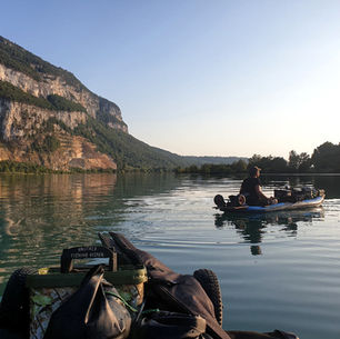 A kayak on a big river.
