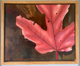 Leaf image painted in oil on canvas.