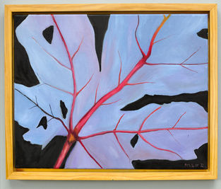 Leaf image painted in oil on canvas.