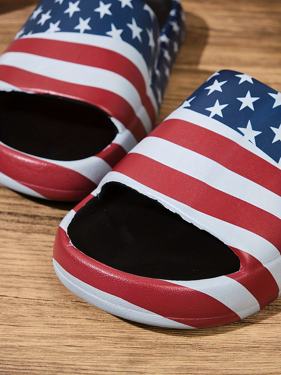 Thumbnail: Men's American Flag Pattern Design EVA Slides, Non Slip Quick-drying Open Toe Sl