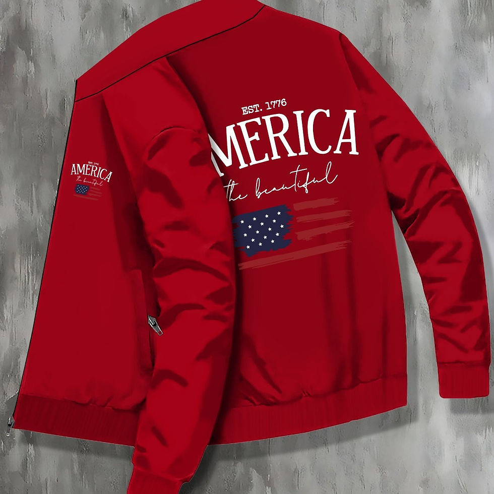 Thumbnail: AMERICA THE BEAUTIFUL Printed Men's Trendy Jacket With Zipper And Pocket Design,