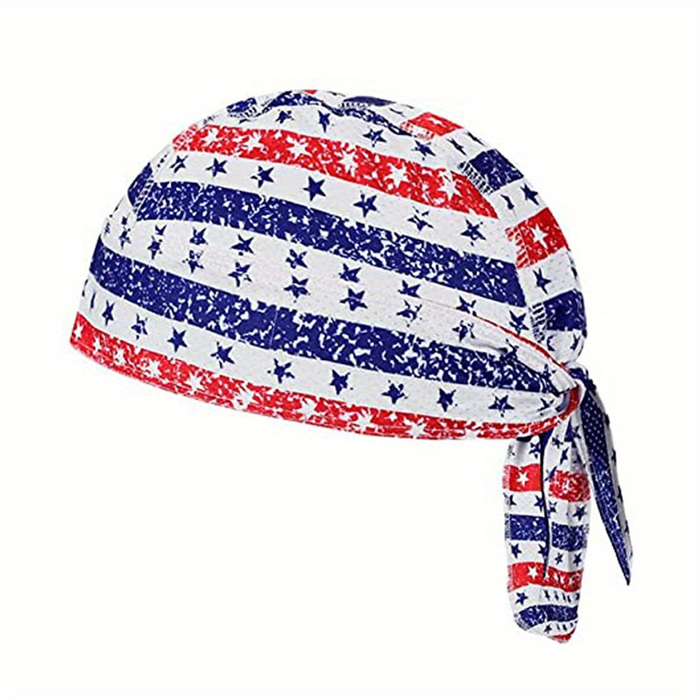 Thumbnail: Colored Cloth Skull Cap Men's And Women's American Flag Pirate Hat Bag Head Cap 