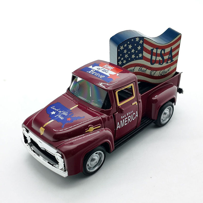 Thumbnail: Rustic Patriotic Truck Decor with Vintage American Flag Design for 4th of July C