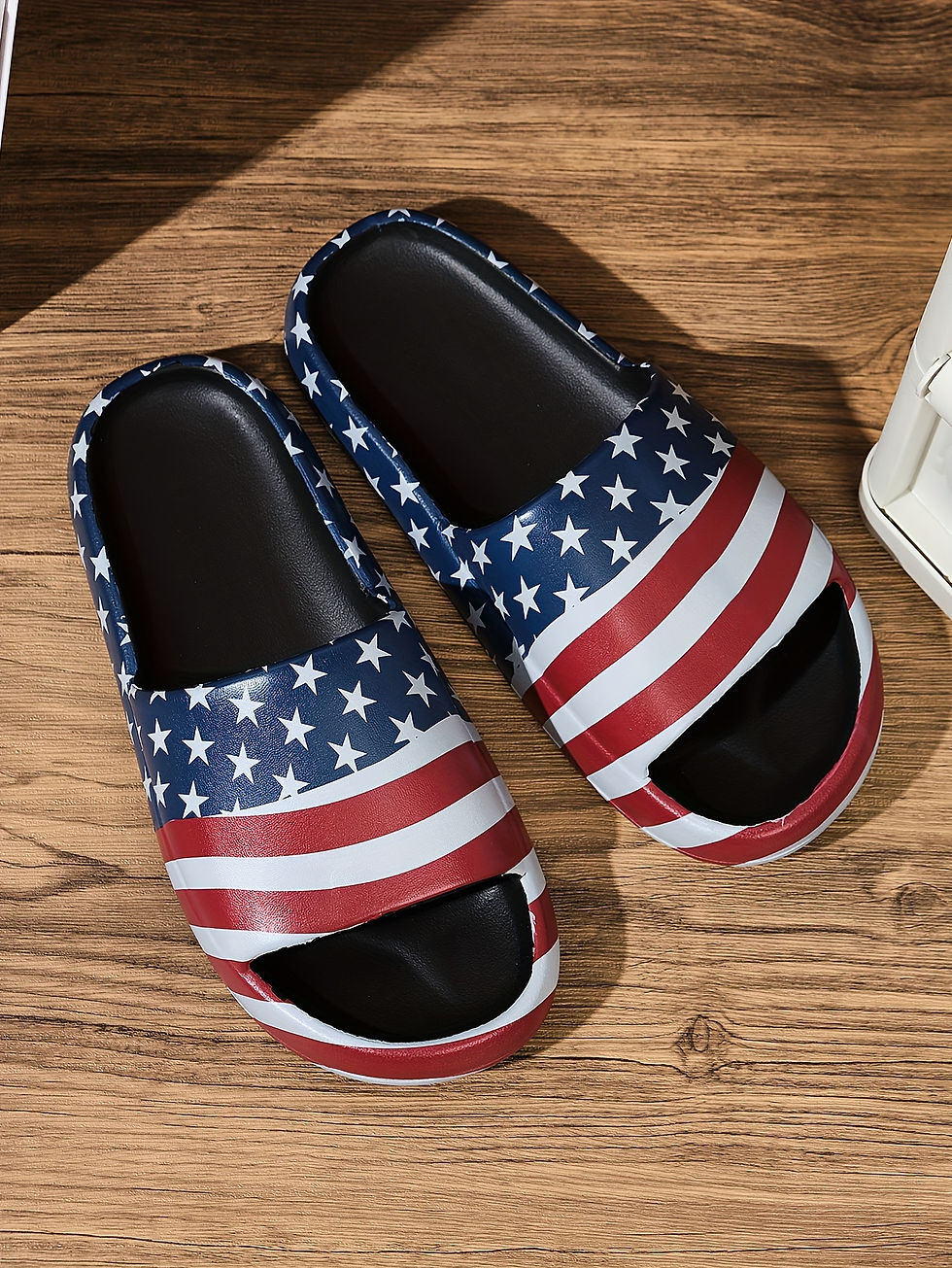 Thumbnail: Men's American Flag Pattern Design EVA Slides, Non Slip Quick-drying Open Toe Sl