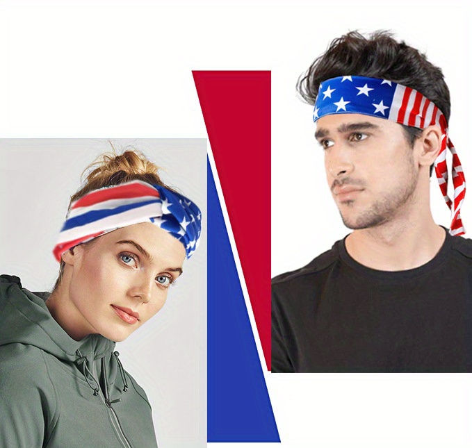 Thumbnail: Unisex Patriotic Hair Bands - American Flag Design for Sports - Durable, Sweat-W