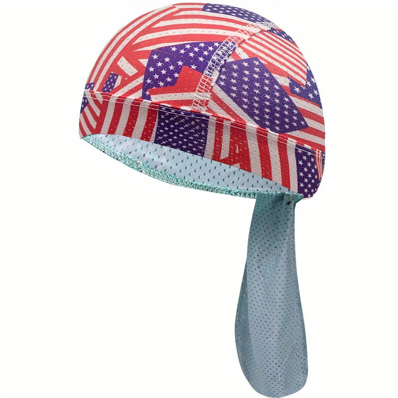 Thumbnail: Colored Cloth Skull Cap Men's And Women's American Flag Pirate Hat Bag Head Cap 