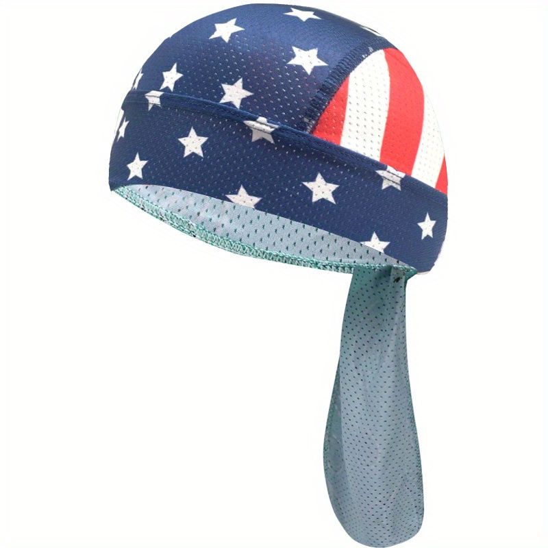 Thumbnail: Colored Cloth Skull Cap Men's And Women's American Flag Pirate Hat Bag Head Cap 