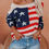 Thumbnail: Women's Casual Crew Neck Color Block American Flag Striped Knit Pullover Top, 10