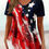 Thumbnail: Patriotic Stretch-Cotton T-Shirt - Women's Casual Button-Up, American Flag Print