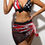 Thumbnail: 2 Piece American Flag Print Criss Cross V Neck Bikini Set - Stretchy High Waist 
