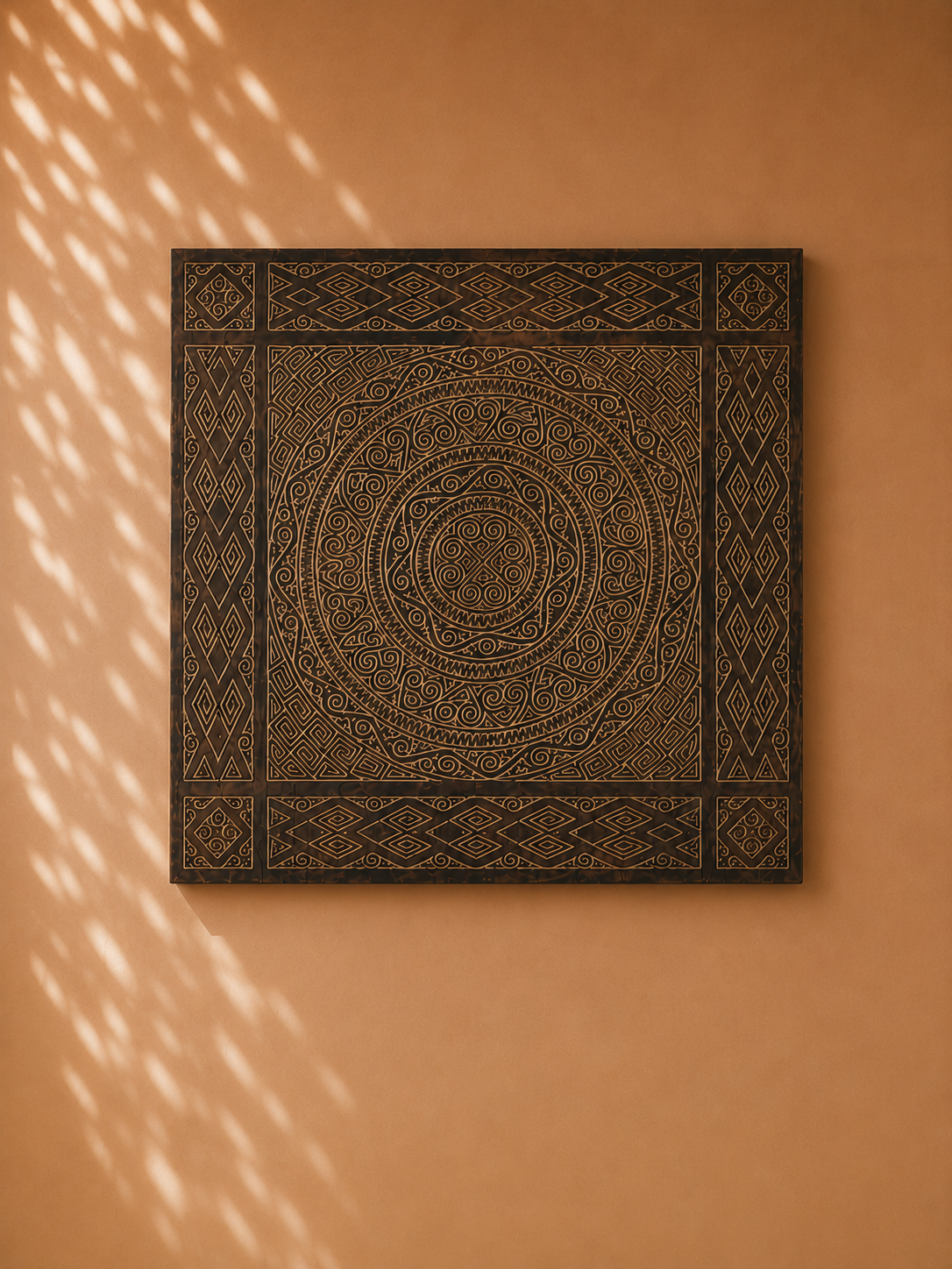 Wall panel square carved