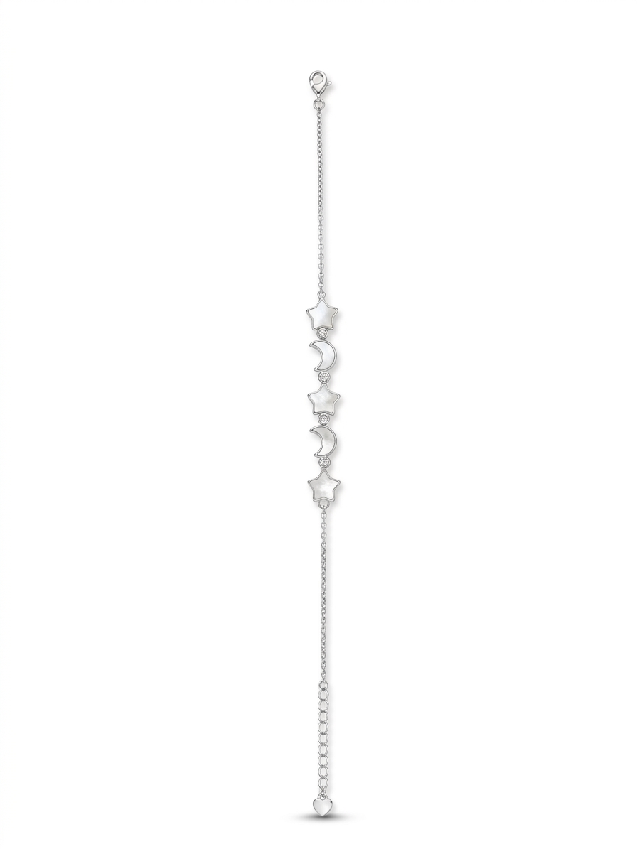 Stars and moon shaped italian bracelet