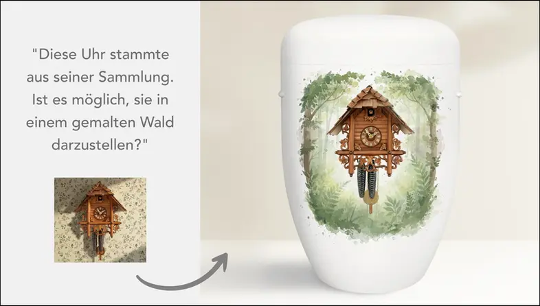 Urne personalisieren lassen – personalisierte Urne mit Wunschmotiv entwerfen lassen