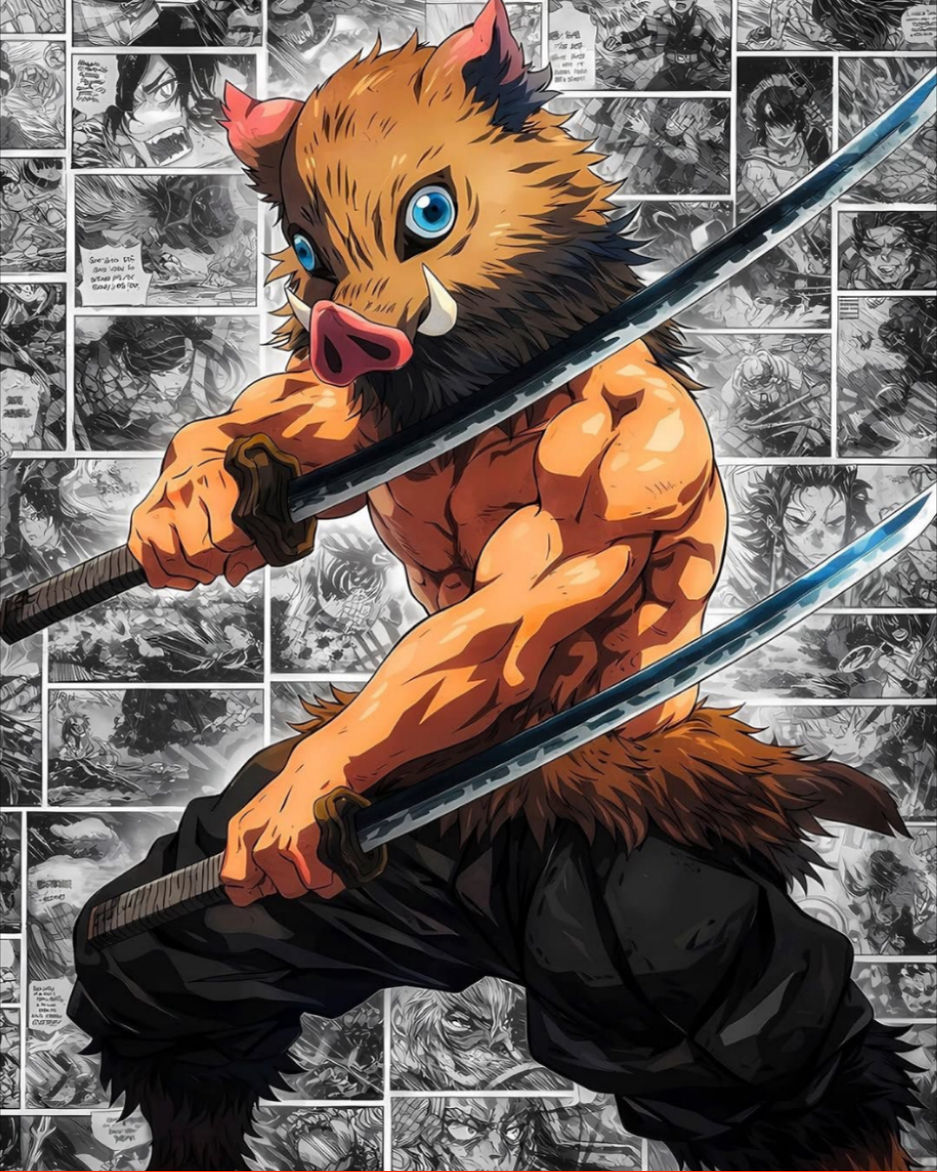 Thumbnail: Demon Slayer Inosuke Theme/ Premium NFC Acrylic Anime Keychain