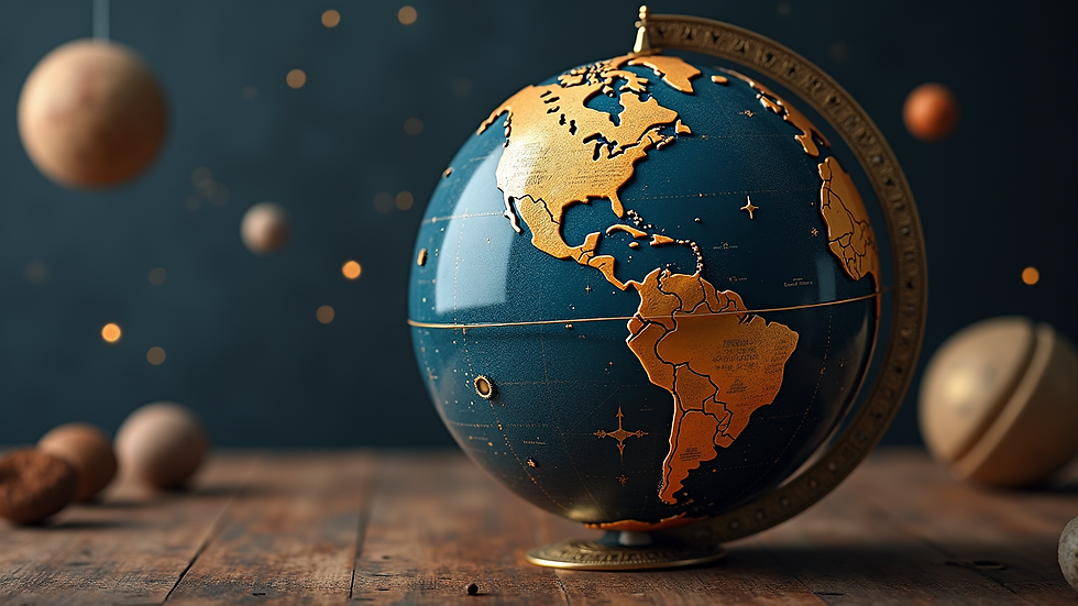 Close-up view of a celestial globe