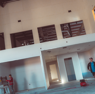 Drywall installation progressing in the RCP America showroom
