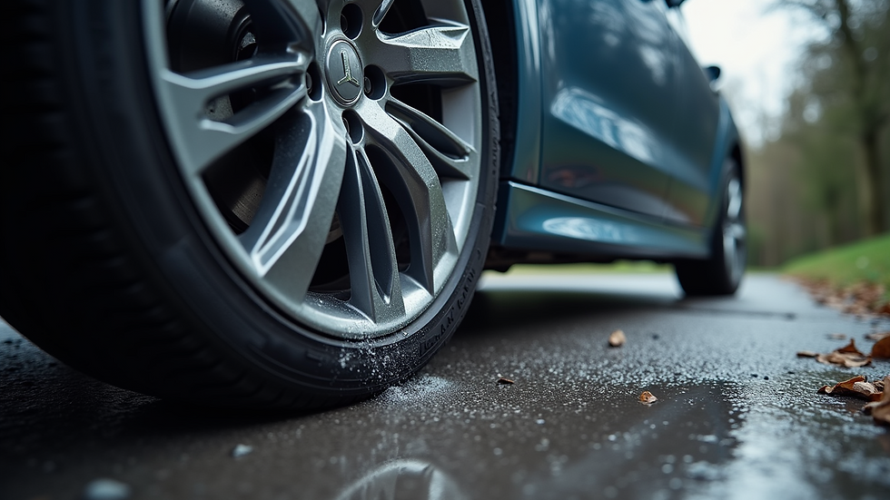 Eye-level view of a clean car wheel after using SPARKLE