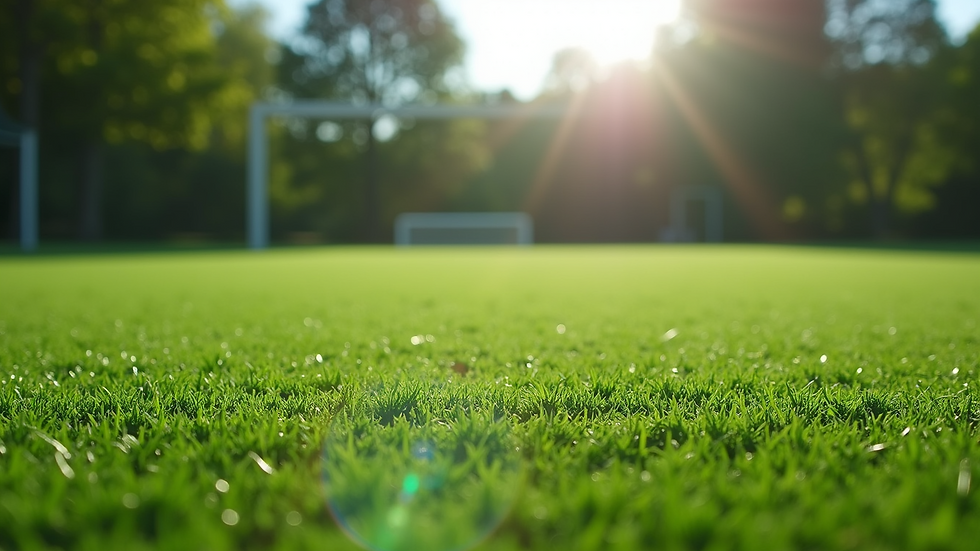 Wide-angle view of freshly cleaned artificial turf