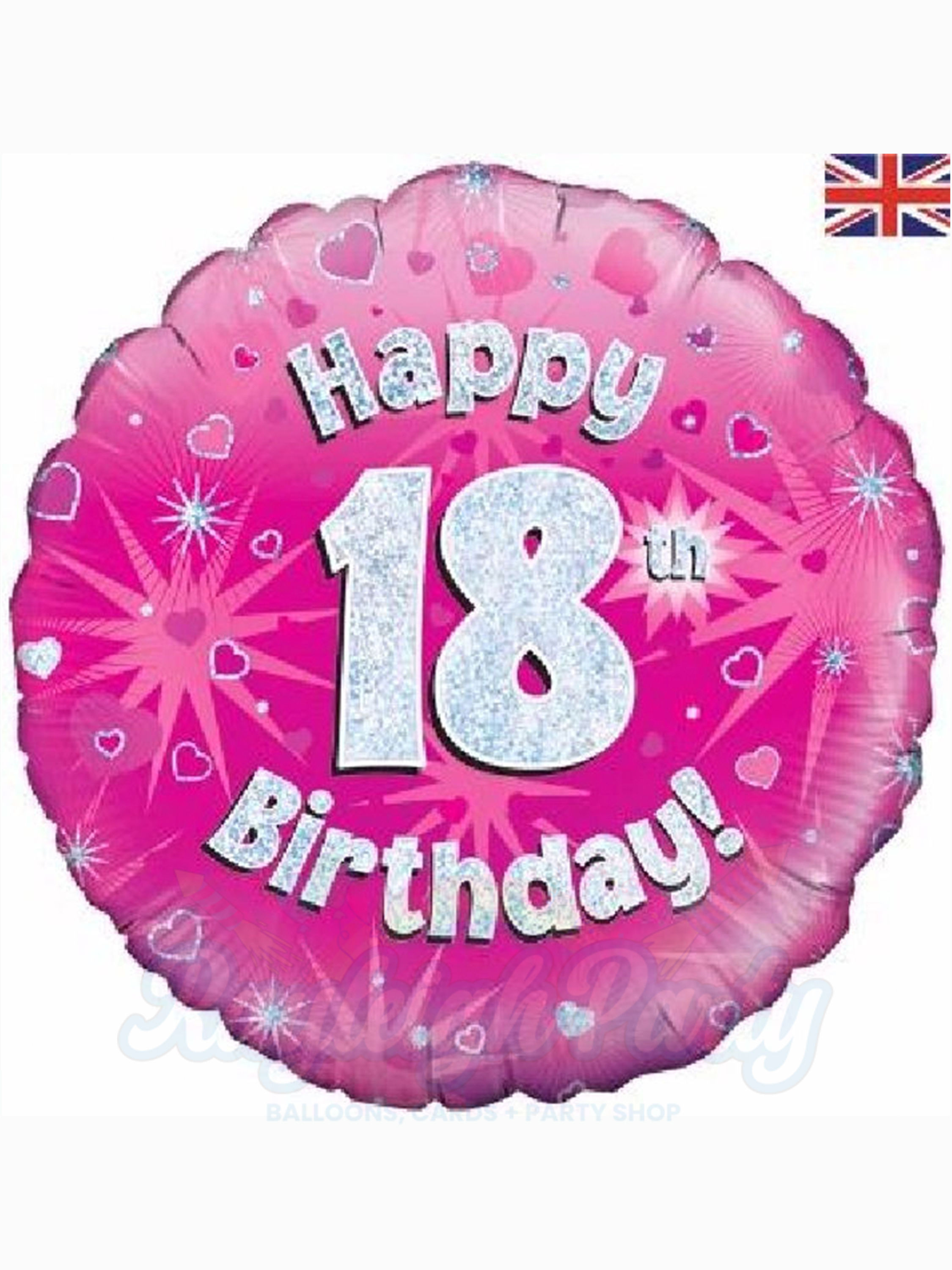 Happy 18th Birthday Pink Holographic Foil Balloon.