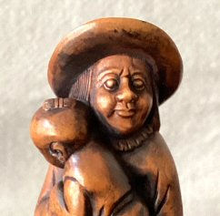 Wood Netsuke Dutchman & Baby