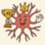 Astrocyte wearing a crown and #1 trophy