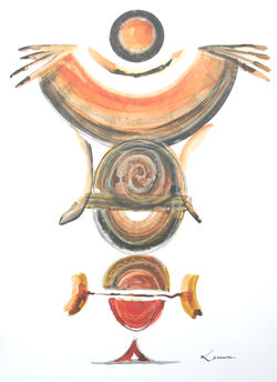 Totem5 technique mixte sur bois-80x60 cm ML