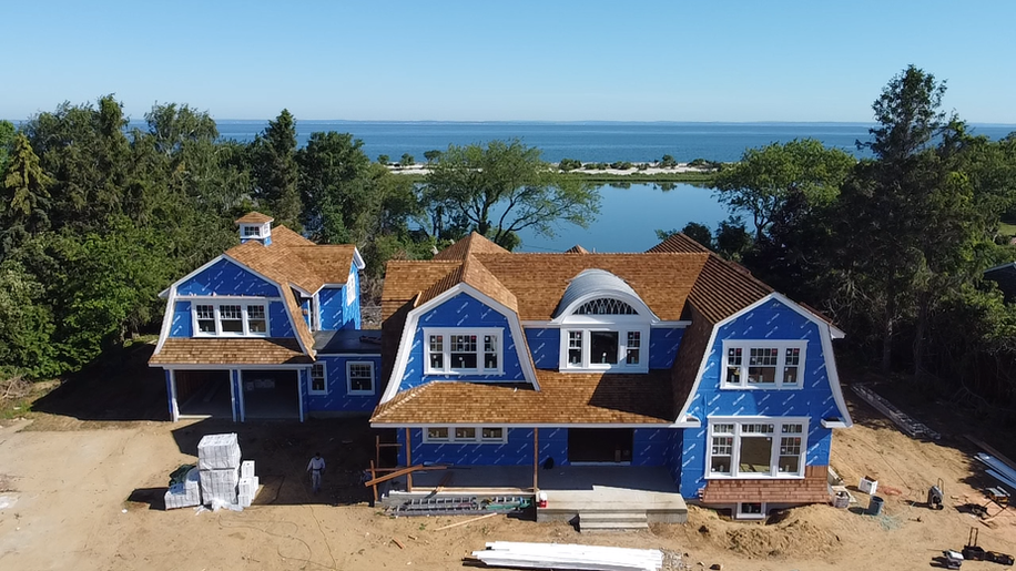New Cedar and Metal Roof in this new construction house by the water at Orient, NY